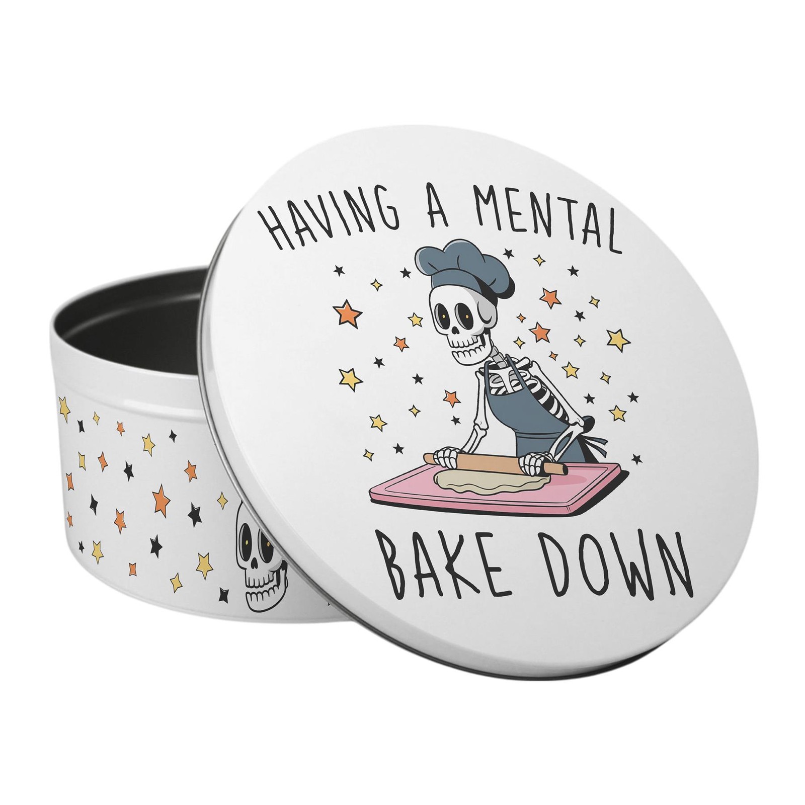 Mental Bake Down Large Cake Tin - Round Metal Storage Gifts for Baking & Cooking