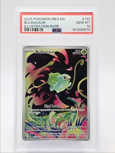 BULBASAUR 2025 POKEMON MEGA EVOLUTION ILLUSTRATION RARE 133/132 PSA 10 Q4351