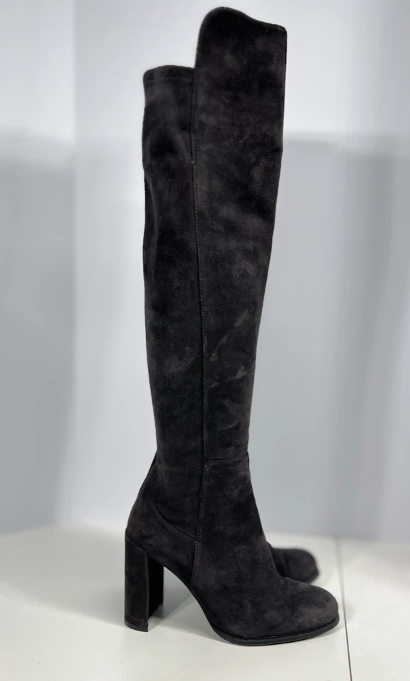 Botas por encima de la rodilla Stuart Weitzman para mujer 6M marrón oscuro gamuza cuero Foto 4 de 4