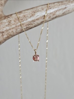 14K Gelbgold Oregon Sonnenstein Anhänger Halskette 18'' Kette