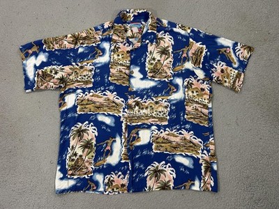 Vintage Reyn Spooner Oceanic Alina's Shirt Mens Medium Blue Hawaiian Surf 90s