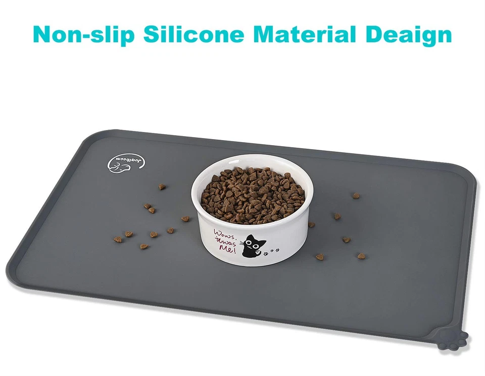 Tapete impermeável de silicone para animais de estimação antiderrapante fácil de limpar cinza alimentação placemat cães - Imagem 4 de 4