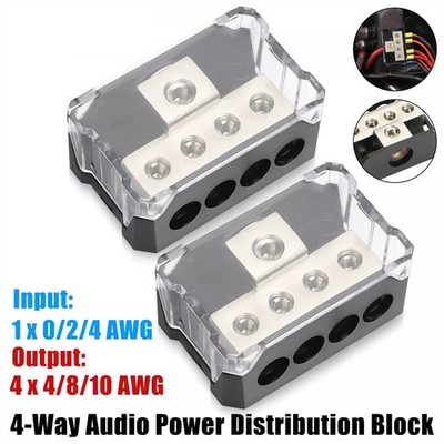 2PCS 1/0 Gauge Input To 2 X 1/0 Gauge Output Power/Ground Distribution Block Set