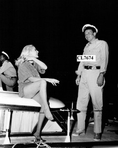 Frank Sinatra and Virna Lisi on the Movie Set of 'Assault on a Queen' Photo
