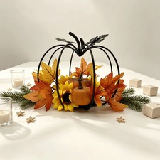 Halloween Pumpkin Decoration, Black Iron Tabletop Fall Harvest Decor
