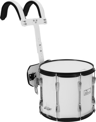 Dimavery MS-300 Marsch Snare Drum 14''x12'' Weiß Marschtrommel mit Tragegestell