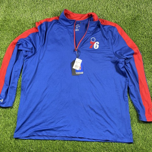 Philadelphia 76ers Jacke Herren 2xl Neu mit Etikett 1/4 Zip Sweatshirt Blau Antigua