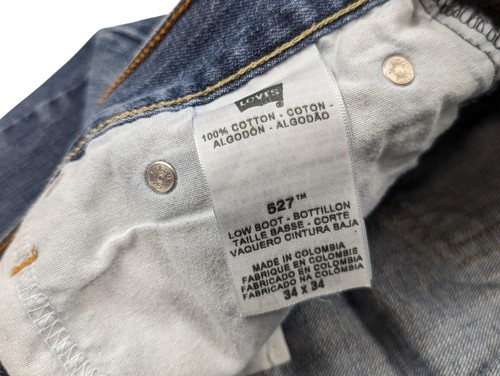 Levis 527 Slim Boot Cut Jeans Herren 34x34 (passt 32x32) Low Rise Blau Denim Western - Bild 5 von 14