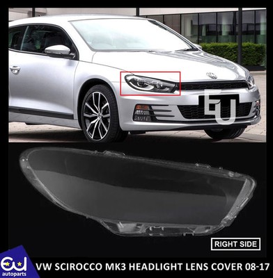 RIGHT DRIVER SIDE HEADLIGHT HEADLAMP LENS COVER FOR VW SCIROCCO MK3 2008-2017