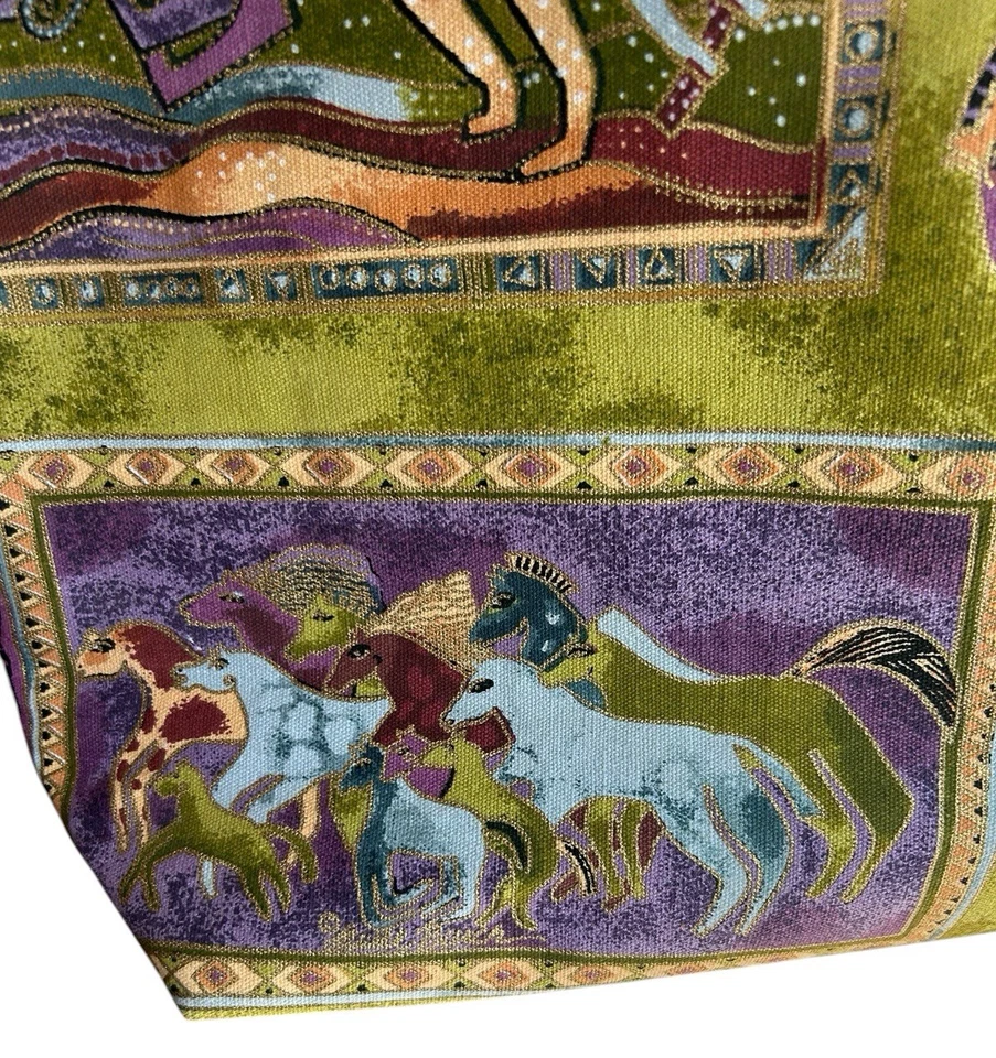 Bolso organizador Laurel Burch Wild Horses grande de lona de algodón 14x18 Foto 2 de 4