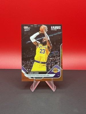 LeBron James 300th Playoff Game 2025-26 NBA Topps NOW Card 300 Orange Foil 23/25