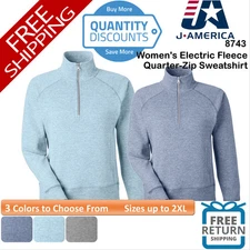 🔥 J. America Women Electric Fleece Quarter-Zip Sweatshirt Up To 2XL 8743