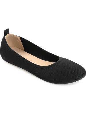 JOURNEE COLLECTION Womens Black Back Pull-Tab Jersie Toe Slip On Flats Shoes 9