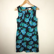 Ann Taylor LOFT Floral Sleeveless Dress Size 8 Women's Cotton Blue Black