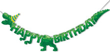 Dinosaur Happy Birthday Banner Dino Party Decorations Boys Kids T-Rex Wall Decor