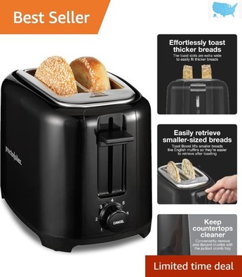 Modern 2-Slice Toaster with Extra Wide Slots & Auto Shut-off Safety Feature