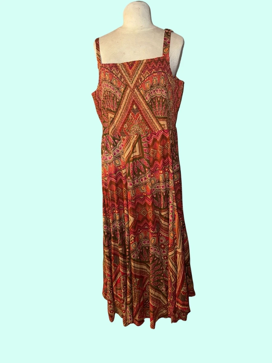 indian cotton dresses amazon Hand Block Printed Cotton Midi Dress: White & Blue Floral Mughal Design Handmade In INDIA