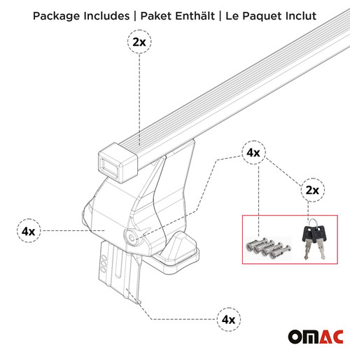 Menabo Dachträger Grundtäger für Seat Leon mk2 2005-2009 Pre-FL 50kg Schwarz 2x - Bild 8 von 11