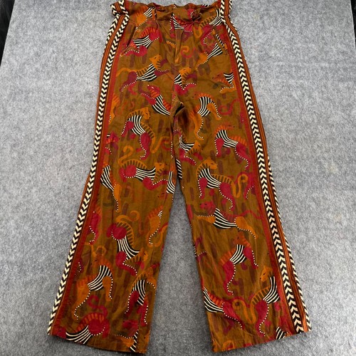 Farm Rio for Anthropologie Jungle Print Wide Leg Pants Brown Multi S