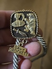 Vintage Davy Crockett Dark Brown Gold Bolo Tie