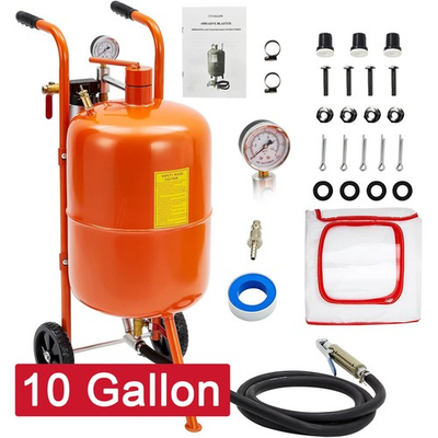 #ad 10Gallon Sandblaster 125PSI Pressure Air Sand Blasting Portable Abrasive Blaster $139.64