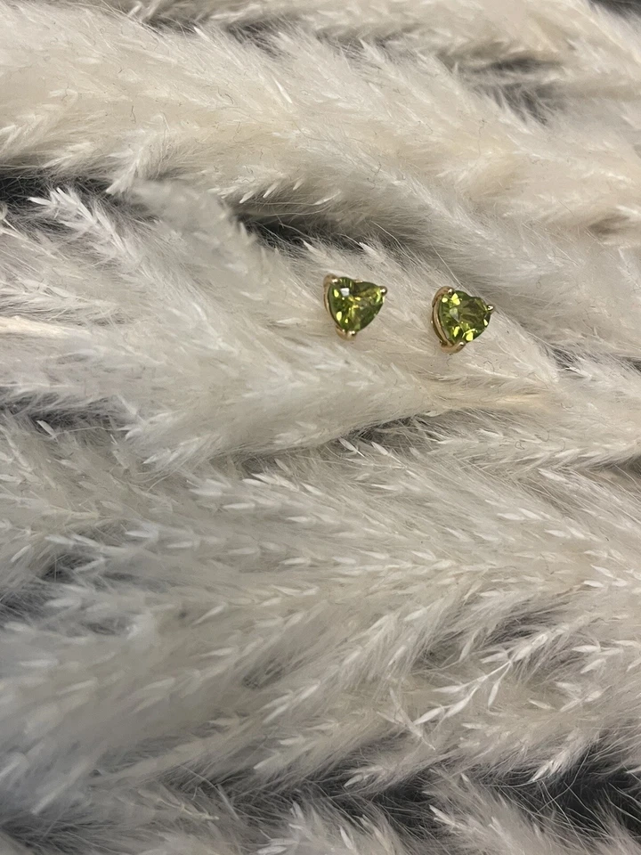 750 Gold Ohrstecker mit Peridot.Gelbgold.Neue Ohrringe+Etikett.Peridot Herzform - Bild 2 von 4