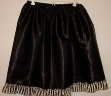 Black Satin Half Slip Striped Silver Polka Dots 25"-50" Waist Sissy-XXL 1X NEW