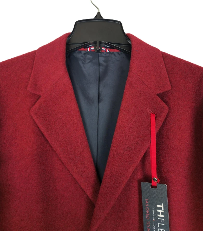 Tommy Hilfiger Men's Modern-Fit Addison Stretch Wool Blend Overcoat Red 40R NWT - Image 4 of 4