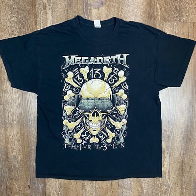2011 MEGADETH Th1rt3en T-Shirt 13 Thirteen Gildan Vic Skull Black