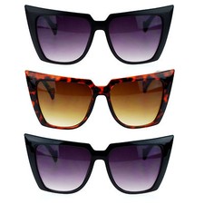 Womens 80s Punk Goth Devil Horn Cat Eye Sunglasses