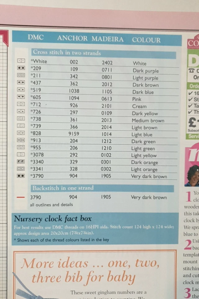 Cross Stitch Chart (From Magazine) - Baby Bunny Nursery Clock - Image 3 of 3