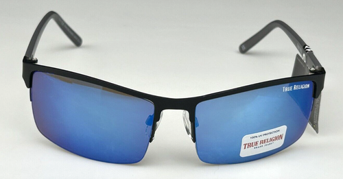 TRUE RELIGION Men's Black Frame Blue Mirror Lens Designer Sunglasses TRM1760 NEW - Picture 3 of 3