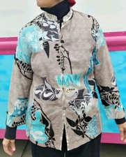 Citron Santa Monica brand women's chinese-style silk & linen blouse size M