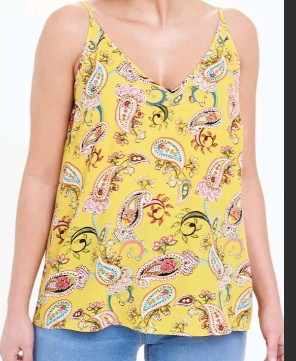 🌟Matalan Yellow Paisley Cami Top Size 20 vest top blouse SALE!! Ref cr |  eBay