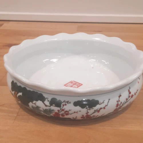 Vintage Chinese Porcelain Qing Dynasty Bowl 8" Diameter 2" tall