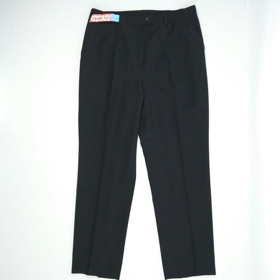Black Fully Lined High Rise Straight Leg Dress Business Pants Women's Size W33