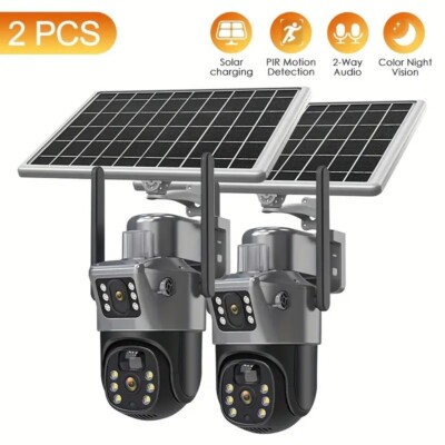 8MP Solar Battery Powered Outdoor Pan/Tilt Home Security Camera System Wireless