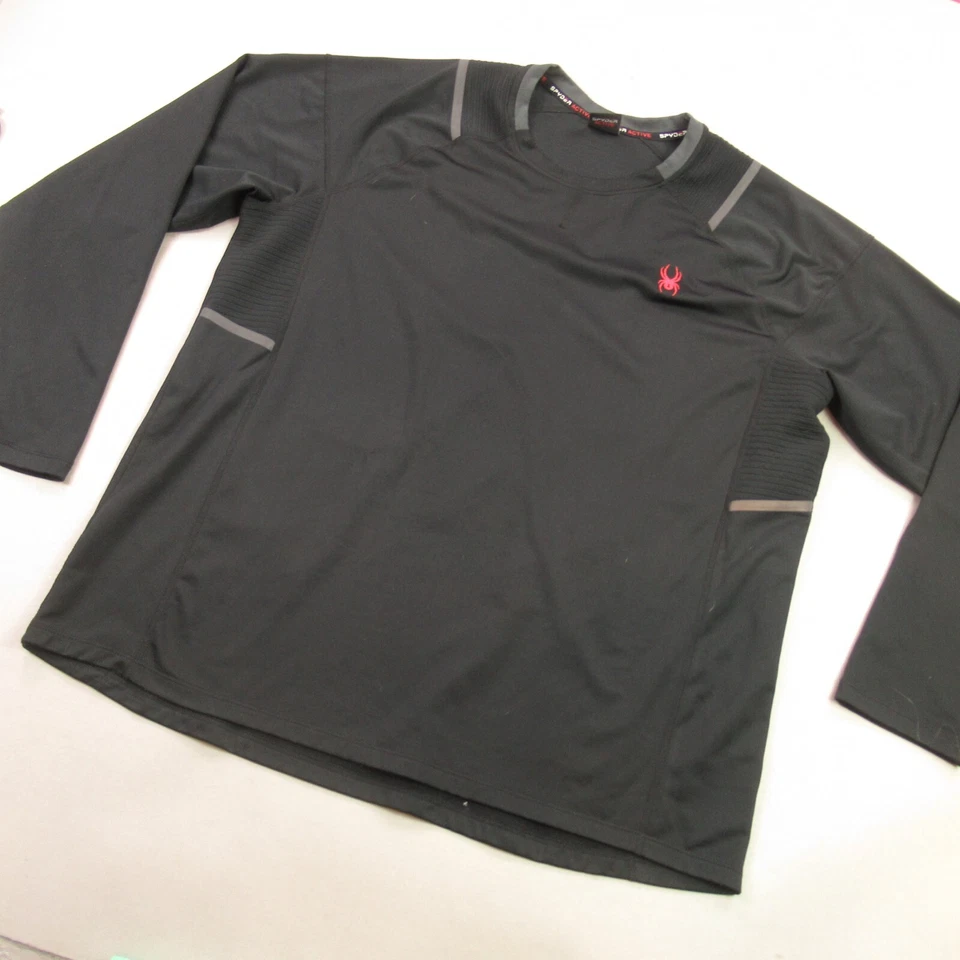 Camisa Spyder Para Hombres XL Manga Larga Cuello Redondo Pullover ProWb Exterior Negra Foto 2 de 4