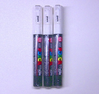 Uni Posca Paint Marker PC-1M White, 3 Pens per Pack(Japan Import) [Komainu