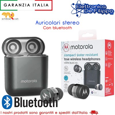 AURICOLARI STEREO WIRELESS CON BLUETOOTH, CUSTODIA RICARICATORE E DOPPIO  MICROFONO MOTOROLA VERVEBUDS 400 - ELETTRONICA COMPONENTI