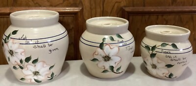 3 Piece Marshall, TX Vintage Dogwood Pottery Canister Set