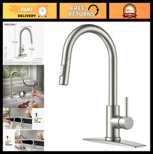 Brushed Nickel Kitchen Sink Faucet with Pull Down Sprayer, High Arc, Single Hand