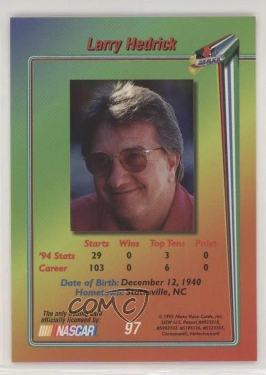 1995 Maxx Premier Plus Chromium Larry Hedrick #97 - Image 2 of 2
