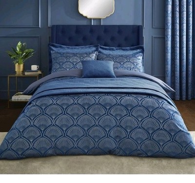 Catherine Lansfield Art Deco Pearl Luxus Bettbezug Schlafzimmer Kollektion Navy