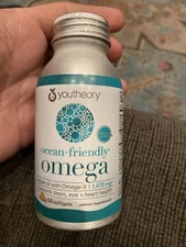 Youtheory Vegan Omega 3 Supplement 60 Count Plant Based Algae Oil DHA EPA