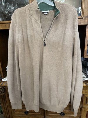Maus & Hoffman Sweater Mens L Tan Knit 1/4 Zip 100% baby alpaca  Long Sleeve