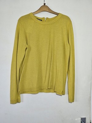 Laura Ashley gelb Wolle & Kaschmir Feinstrick Pullover 1/4 Reißverschluss Gr. 12