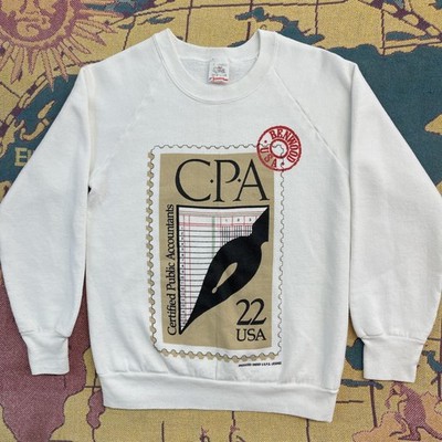 Vintage CPA Sweatshirt Mens SMALL Certified Public Accountant USPS Stamp 90s
