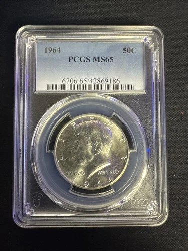 1964 Kennedy Silver Half Dollar PCGS Graded MS65