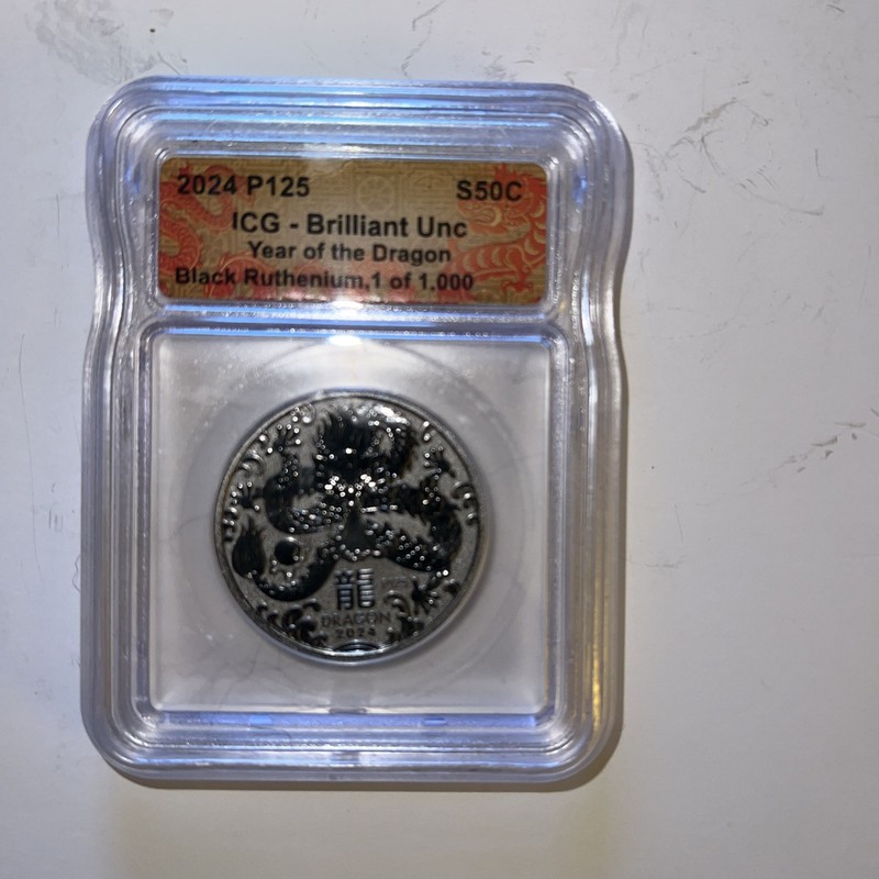 2024 Australia Year of the Dragon Black Ruthenium 50c ICG P125